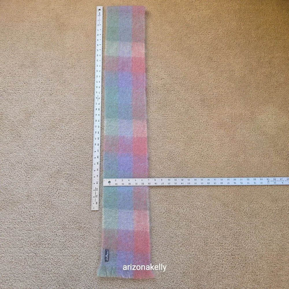 NWOT Mohair Scarf Pastel Plaid Pink Lavender St. Albans Australia